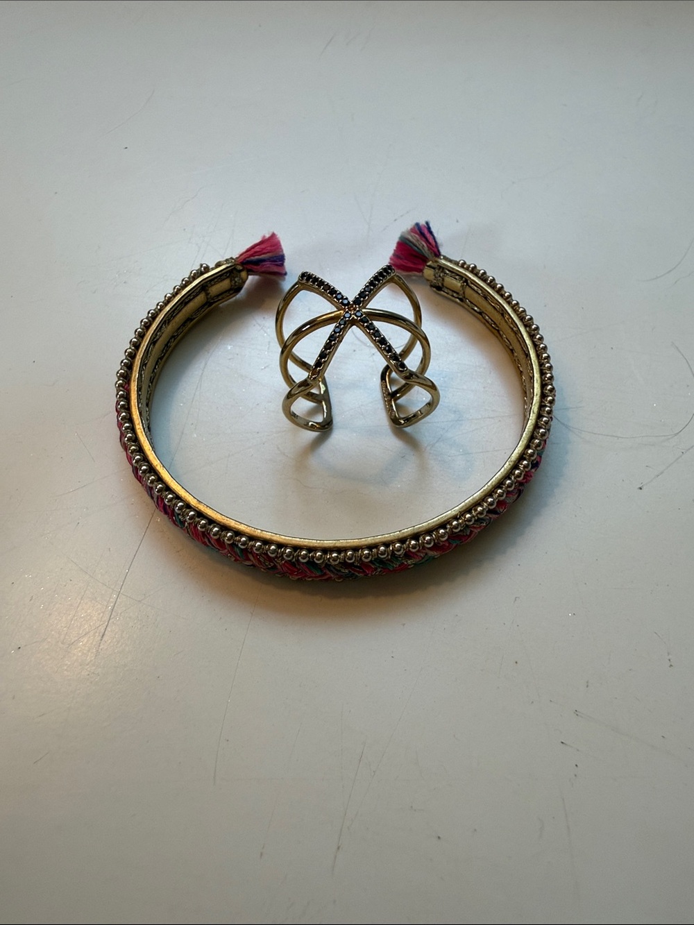Stella & Dot ✨ 2 pieces, boho cuff and geometric ring, GOLD